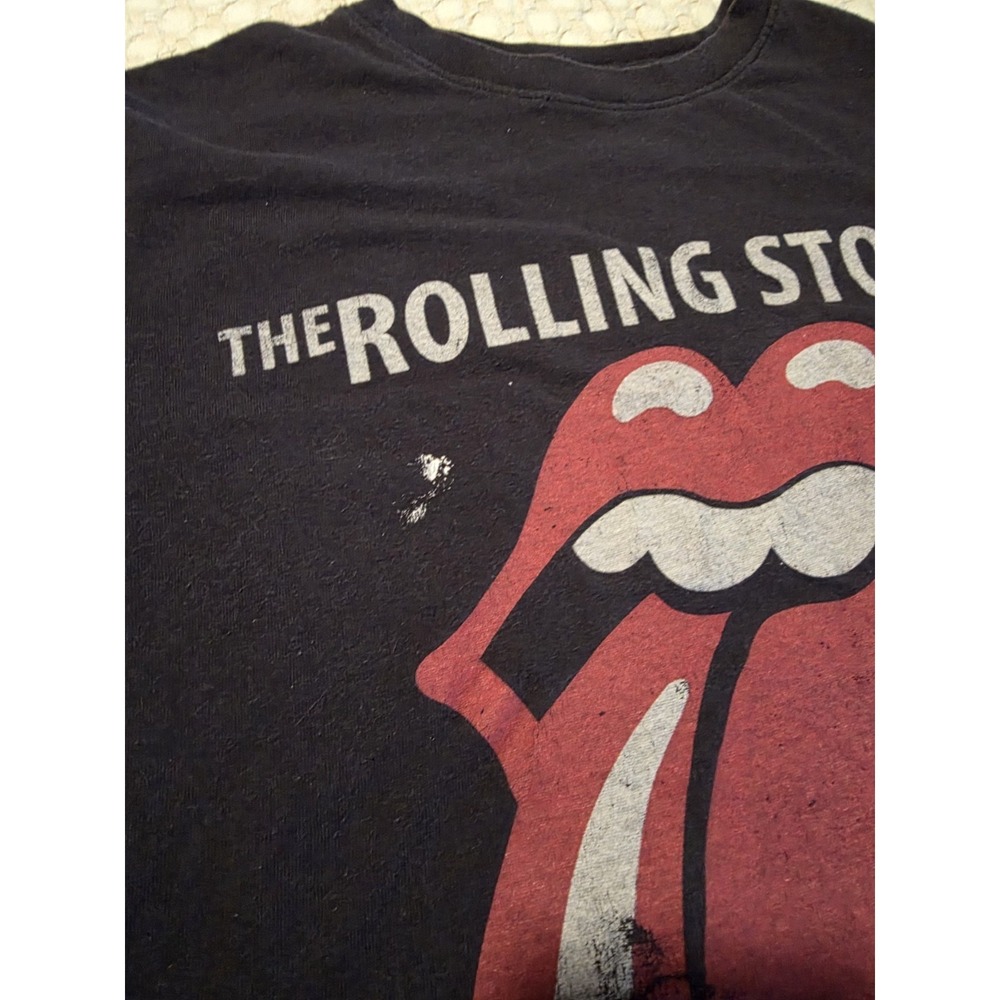 The Rolling Stones Graphic T-Shirt Mens Small Black Fair 1975 US Tour Distressed - Picture 9 of 10